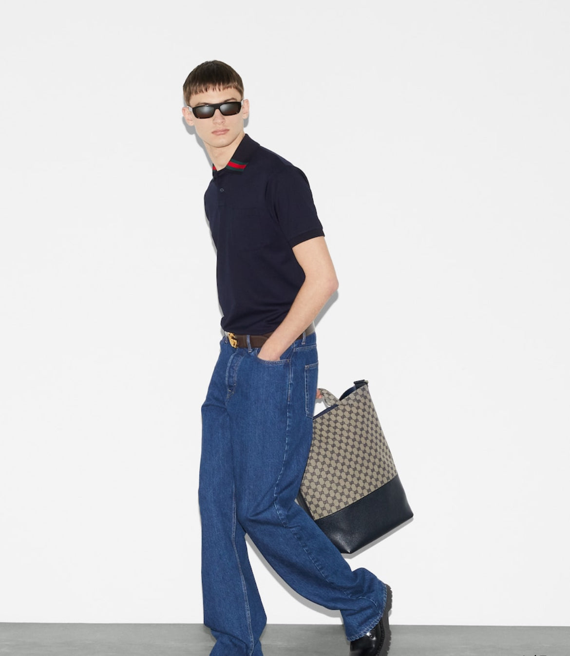 Polo en coton avec bande Web