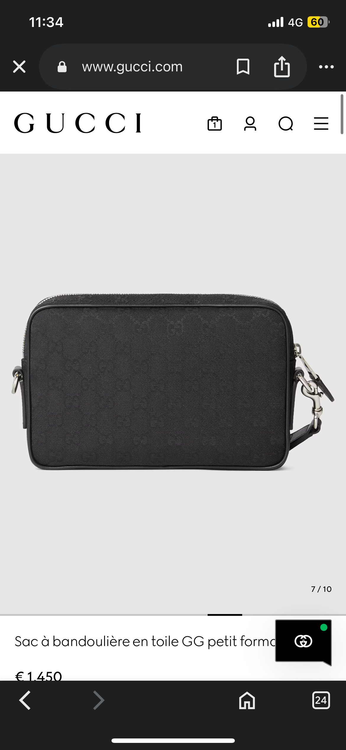 Sac à bandoulière en toile GG petit format