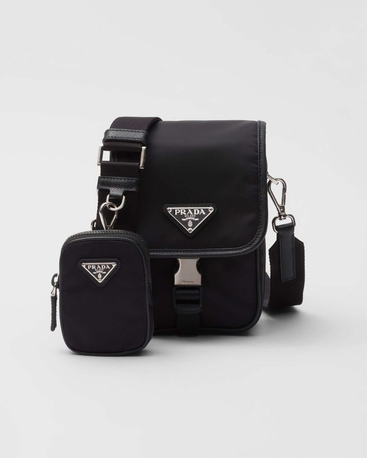 Sac porté épaule en Re-Nylon et cuir Saffiano