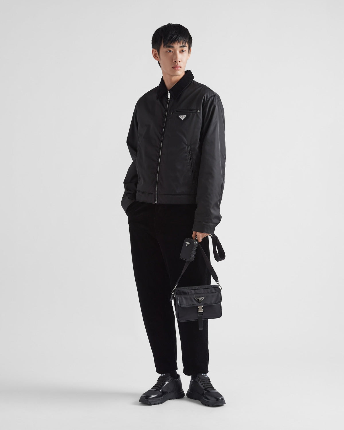 Sac porté épaule en Re-Nylon et cuir Saffiano