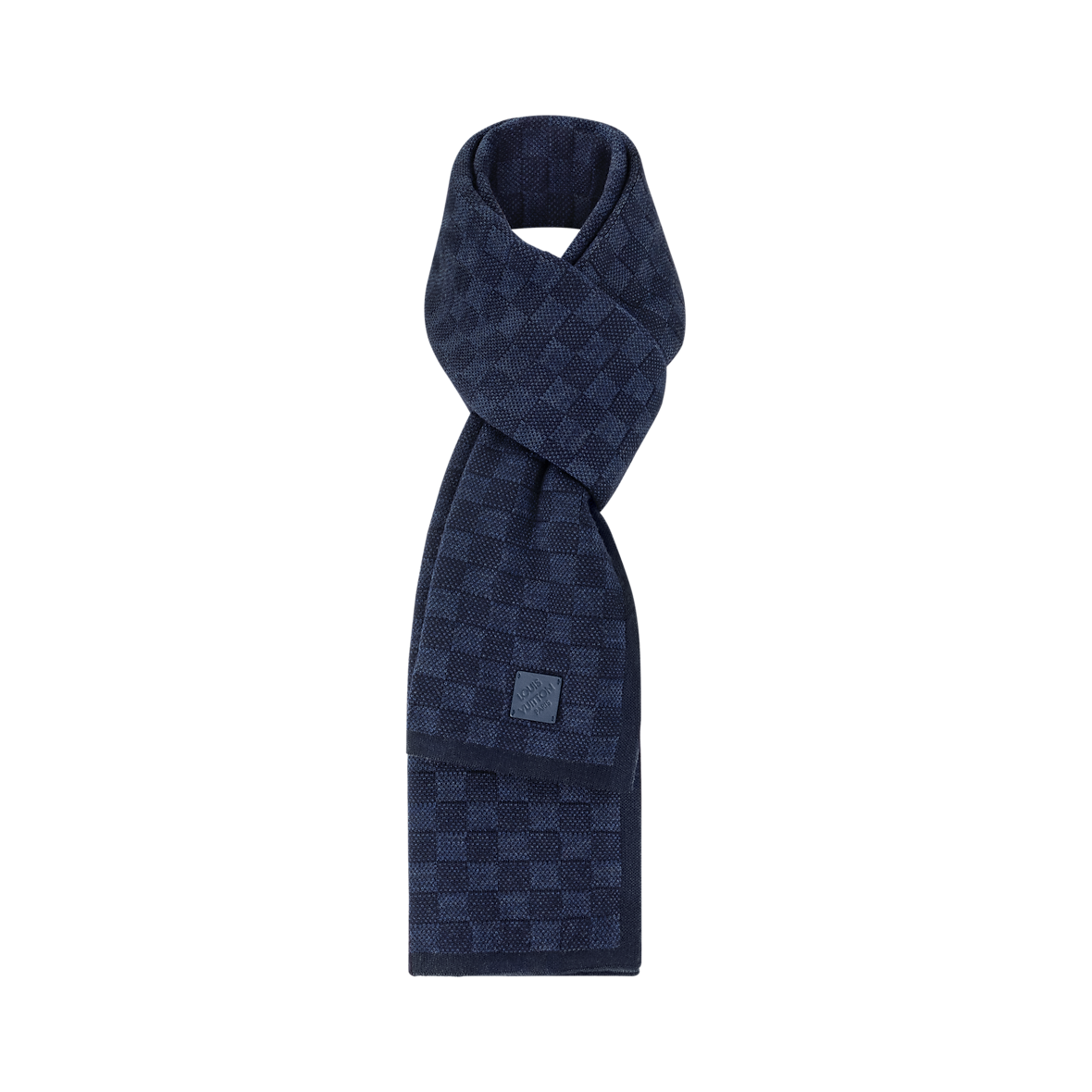 Bonnet et Écharpe Néo Petit Damier Bleu Marine