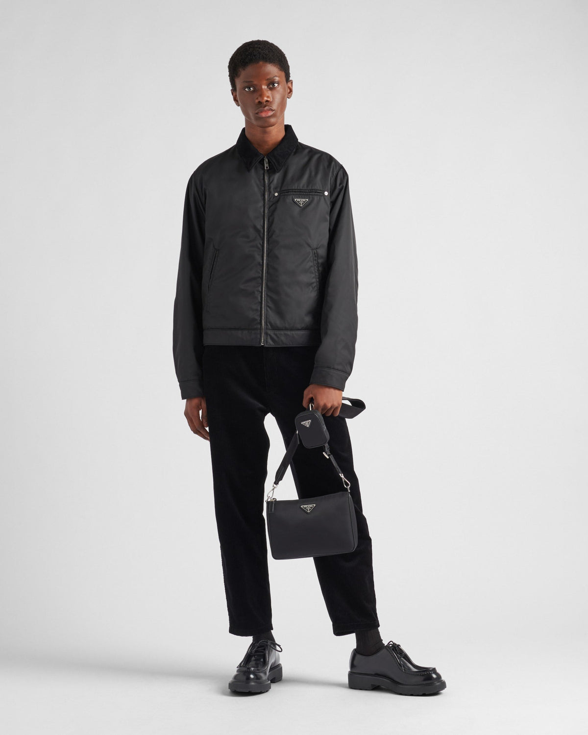 Sac porté épaule en Re-Nylon et cuir Saffiano