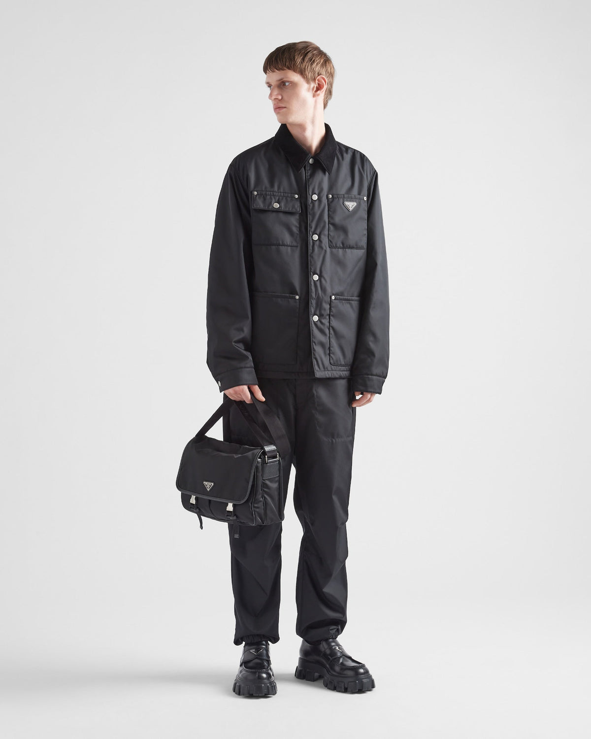 Sac porté épaule en Re-Nylon et cuir Saffiano