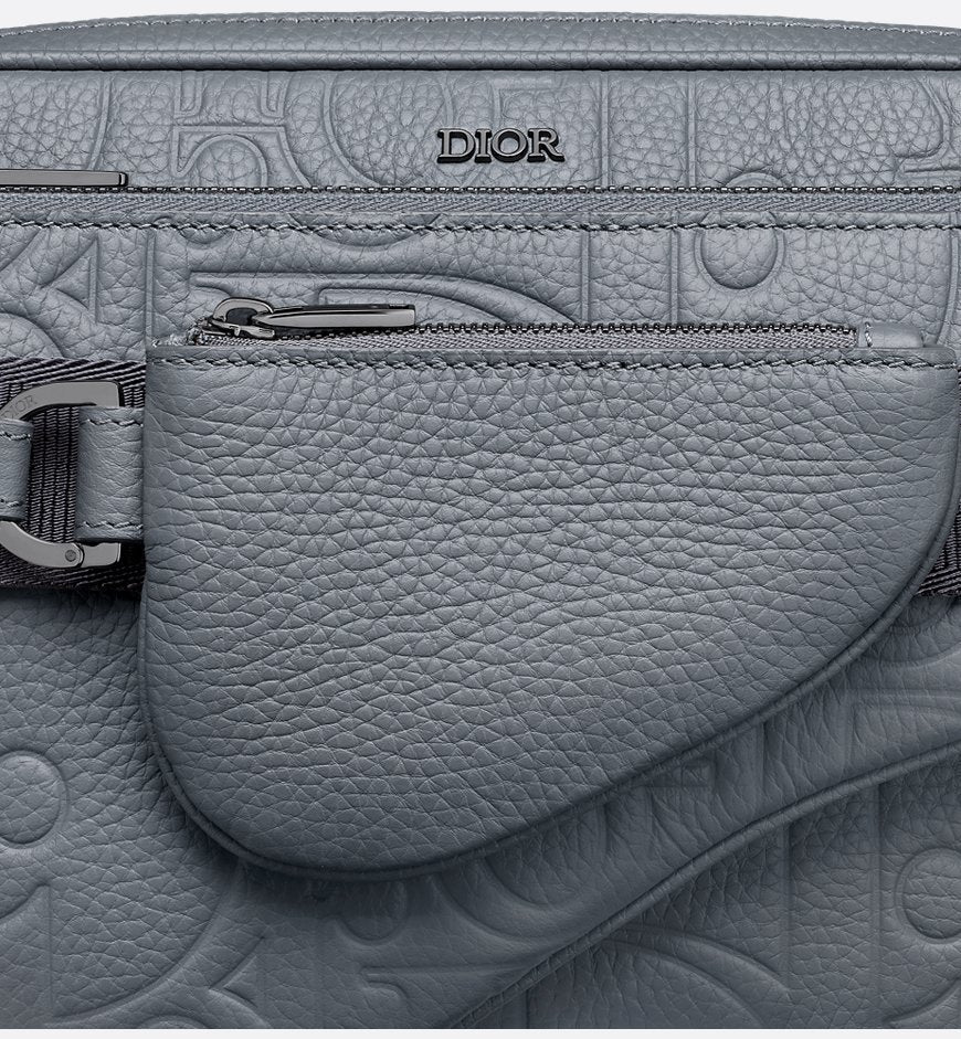 Triple Pouch Saddle Cuir Gris