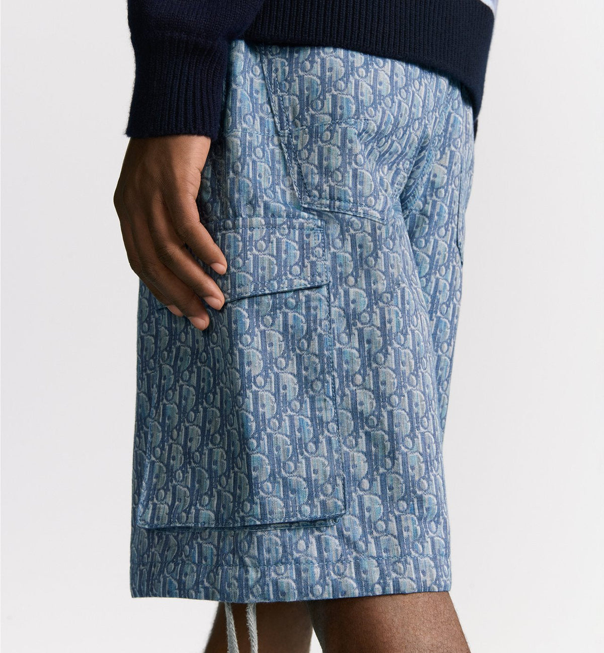 Bermuda cargo Dior Oblique
Twill de coton mélangé bleu