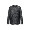 Veste chic sans col en denim graphique