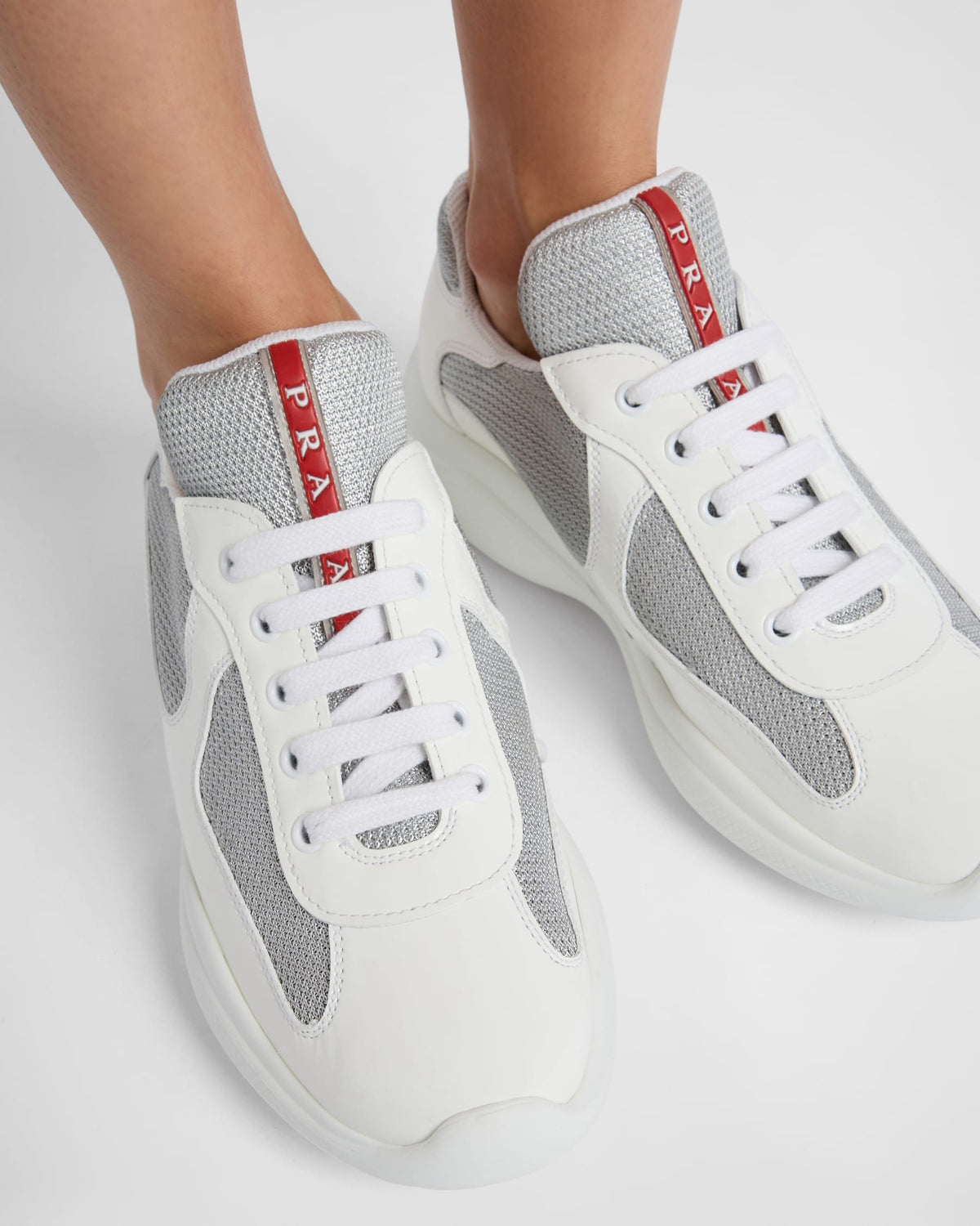 Baskets Prada America’s Cup en tissu Bike blanc