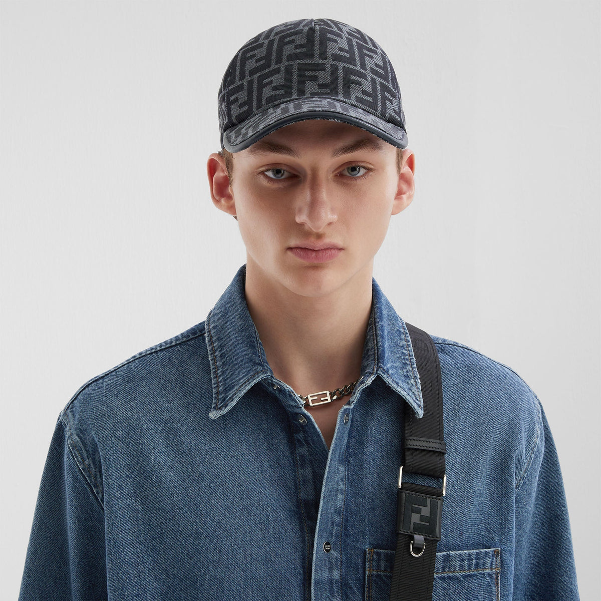 Casquette de baseball en tissu jacquard FF bleu