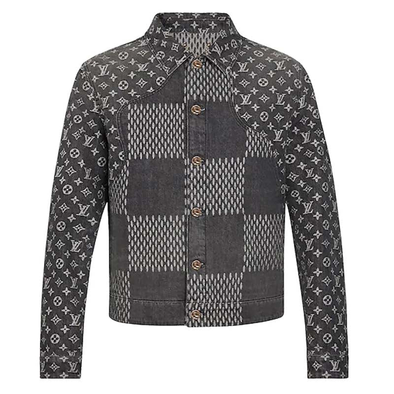 Louis Vuitton LV Men Giant Damier Waves Veste en jean monogramme